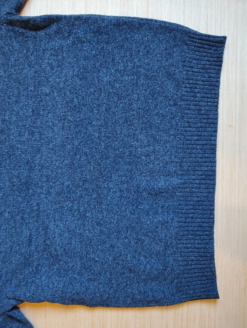 J Crew Lambs Wool Quarter Zip Sweater Pullover Marled Blue Navy Mock Neck L